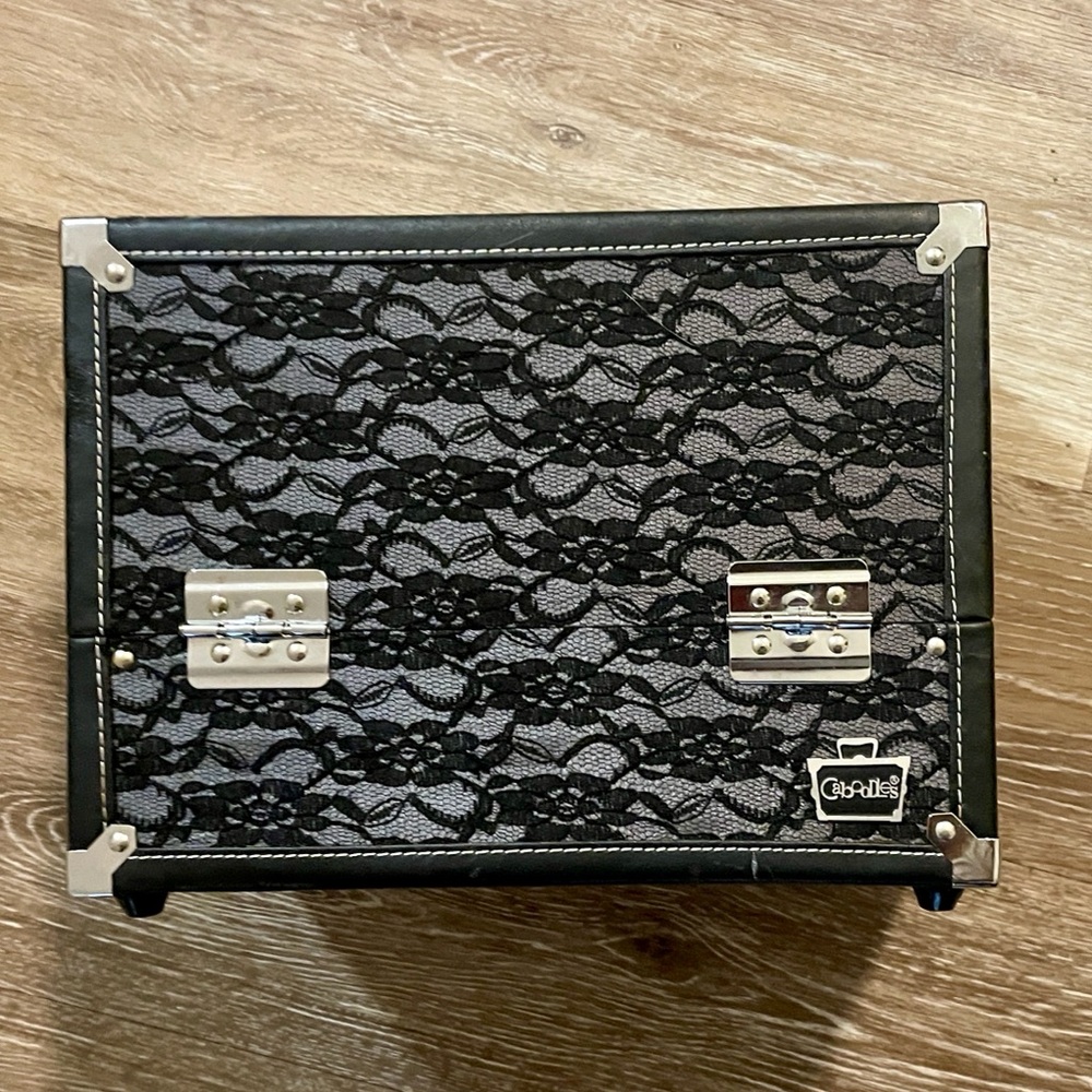 Vintage Caboodles Black Lace Train Case